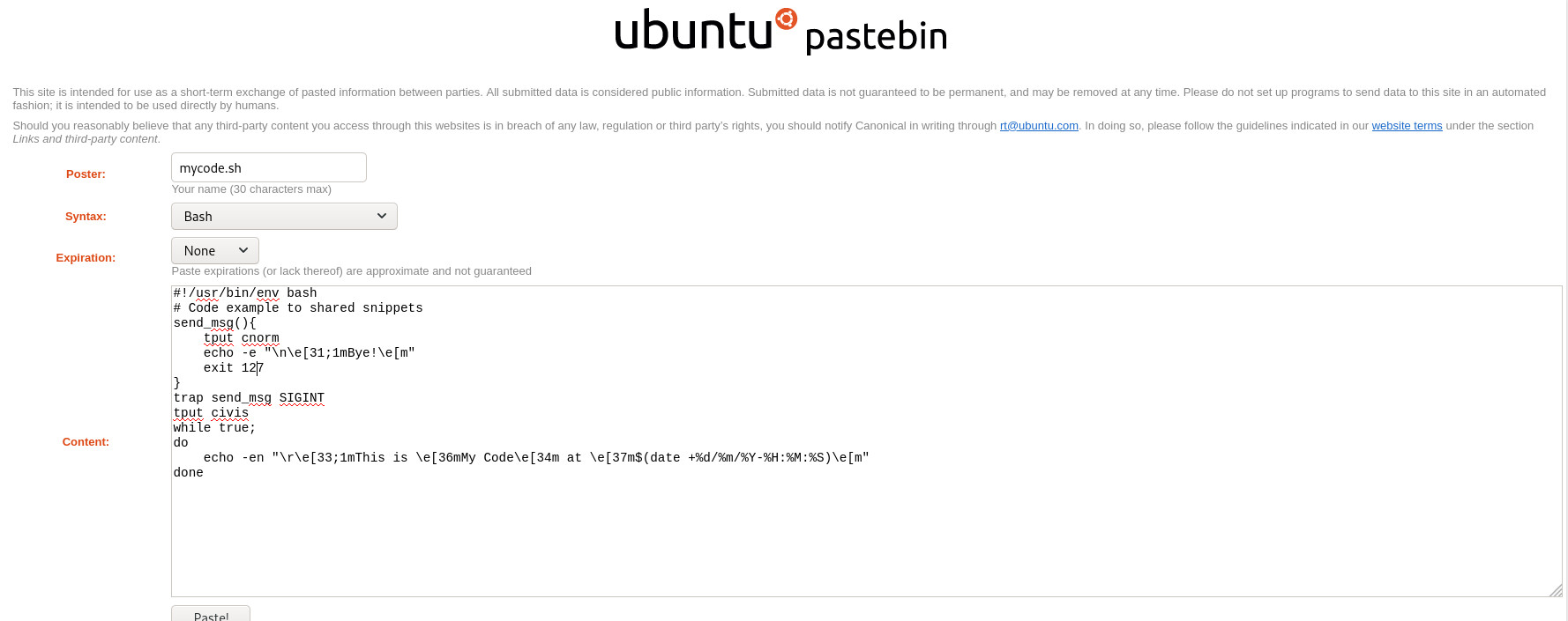 Ubuntu PasteBin paste