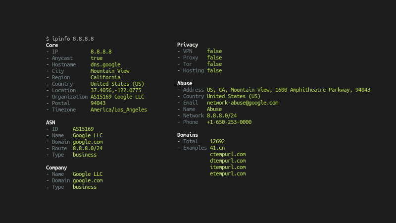 Get detailed information of an IP