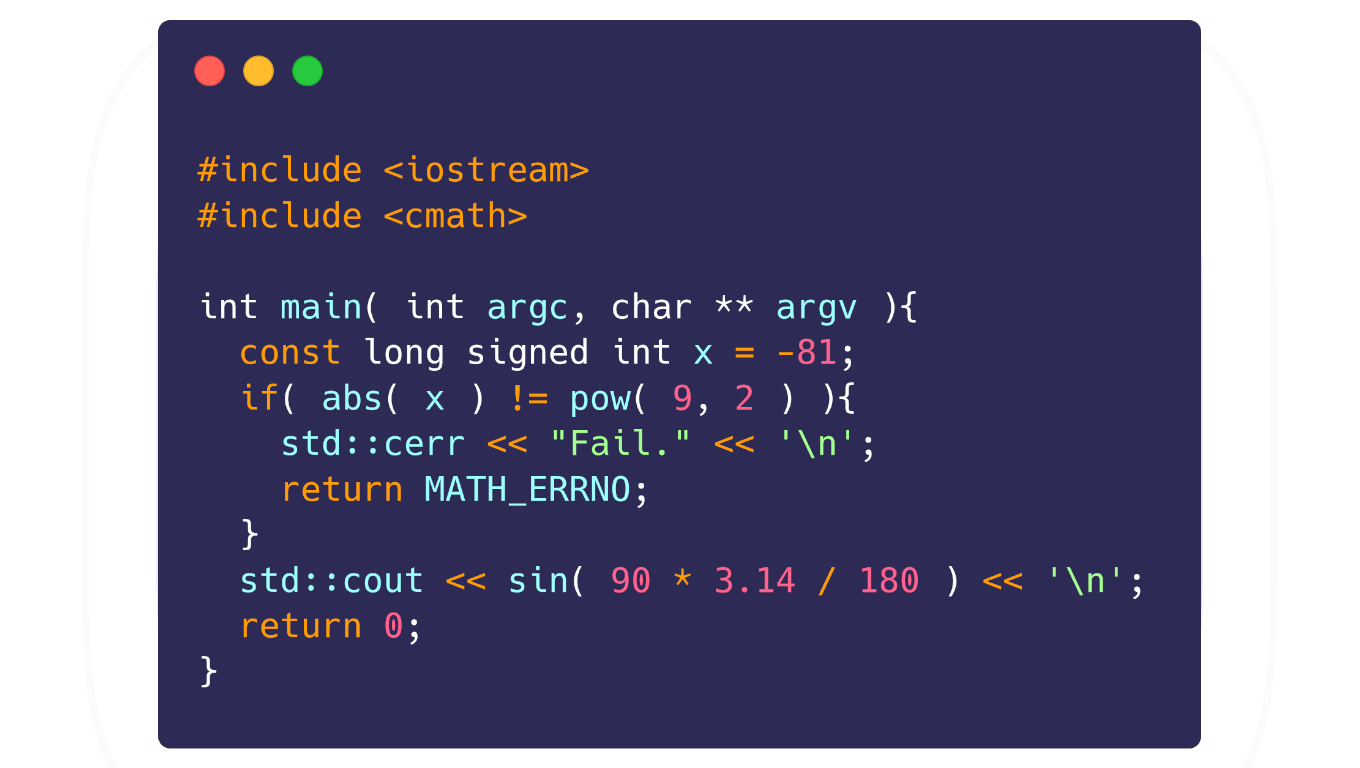 Working with cmath in C++