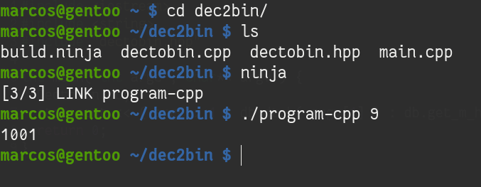Dec2Bin compiled with g++ via Ninja Build