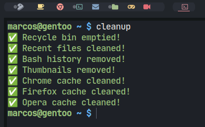 Output cleaning command done with C++