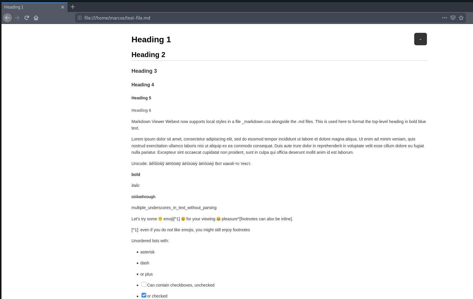 Markdown rendering in Firefox