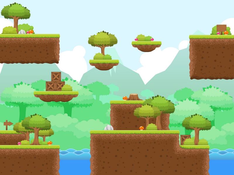 2D Jogo 18 Da Plataforma De Tileset Ilustração do Vetor