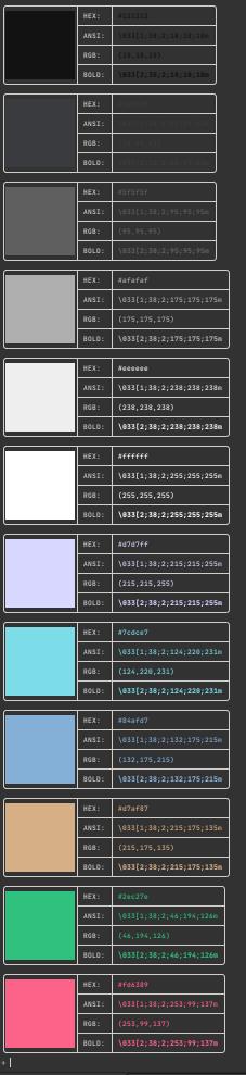 All hexter colors