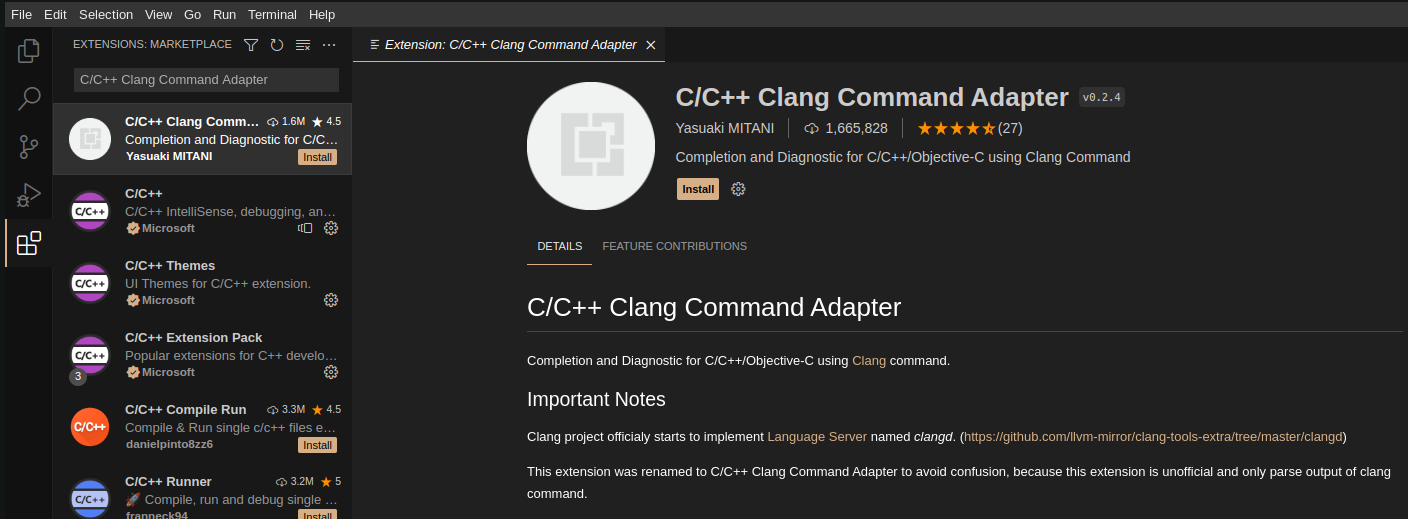 C/C++ Clang Command Adapter