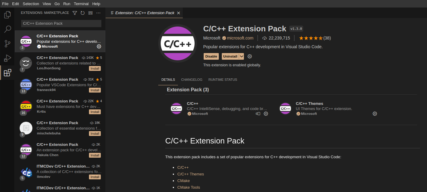 C/C++ Extension Pack
