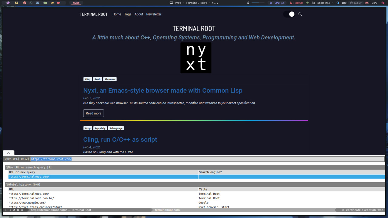 Nyxt, an Emacs-style browser made with Common Lisp